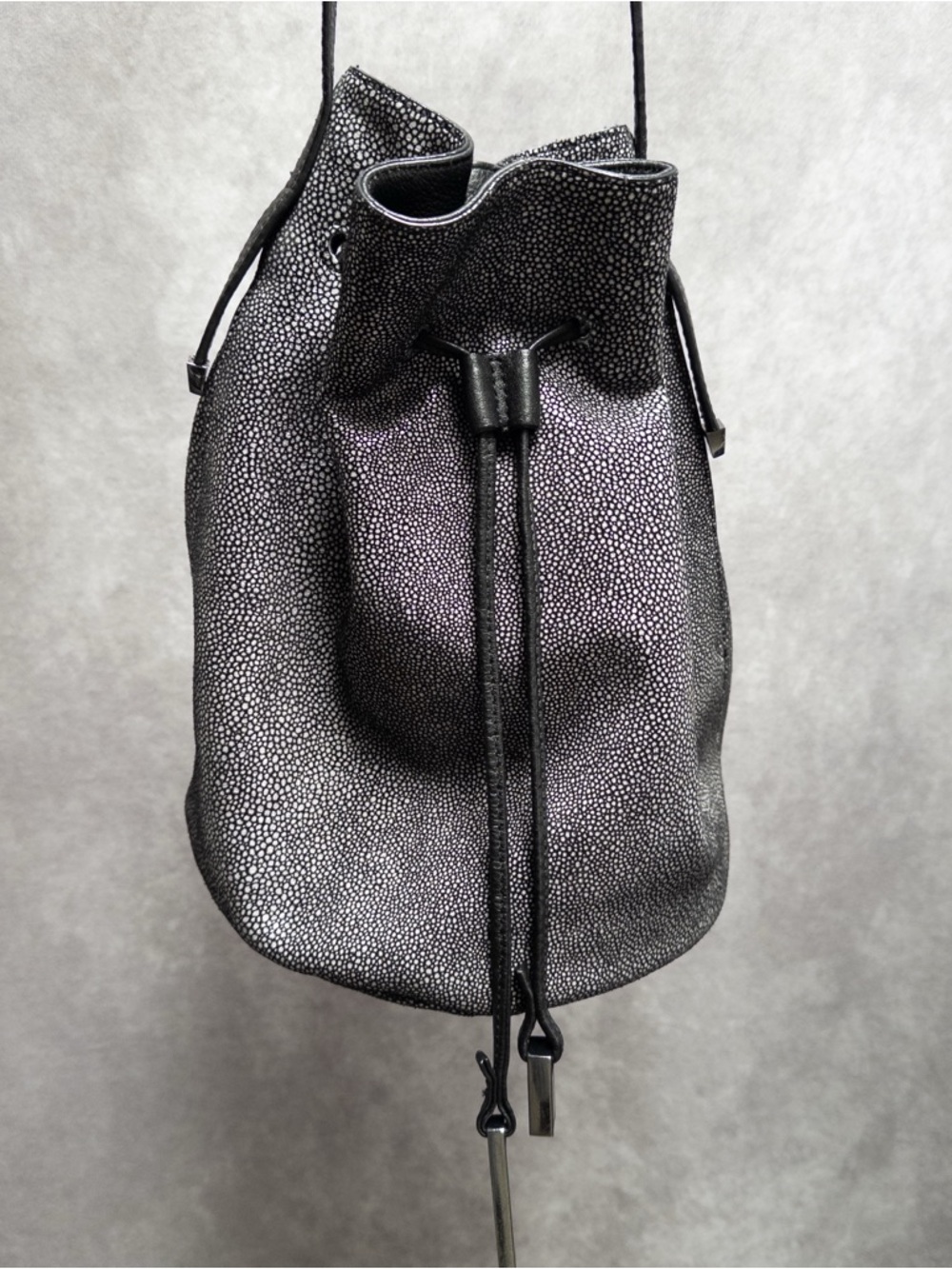 Sold - Halston Heritage Metallic Stingray Embossed Faux Leather Bucket Bag